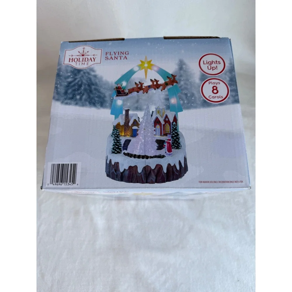 New Holiday Time Musical Flying Santa‎ Lights Up Plays 8 Carols 11..5